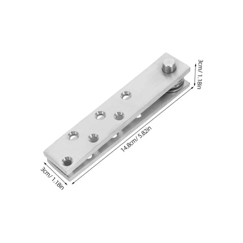 360 Degree Heavy Duty Stainless Steel Pivot Hinges For Hidden Doors With Slick Operation And Concealed Invisible Hinge System For Bookcase Secret Doors And Seamless Aesthetic Appeal QUMIIRITY, shown in silver with dimensions.