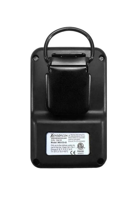 Back view of Industrial CO Carbon Monoxide Monitor With Visual Audible And Vibrating Alerts, Waterproof and Intrinsically Safe design.