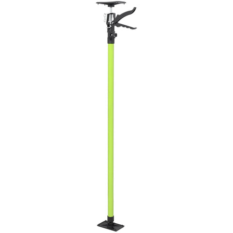 Heavy Duty Adjustable Support Poles 45 To 114 With Non Slip Pads For Cabinets, side view, green steel pole with black clamps