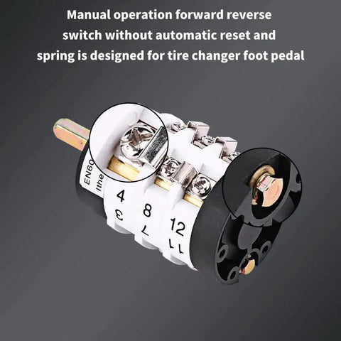 Manual operation forward reverse switch for tire changer foot pedal without automatic reset
