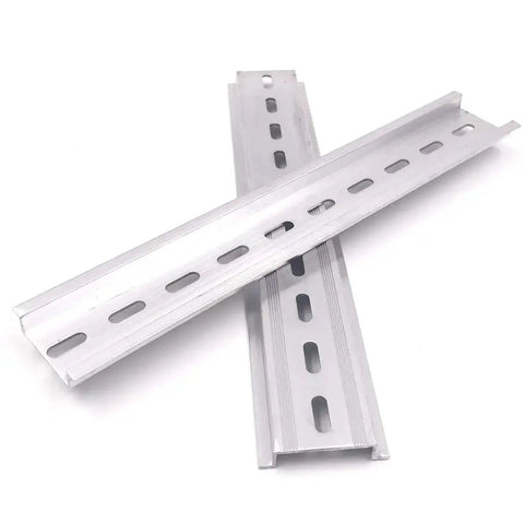 Set Of 20 Slotted Aluminum DIN Rail Pieces RoHS Compliant 7.5 Inch Long 35mm Wide 7.5mm High Heavy Duty Modular Electric Rail