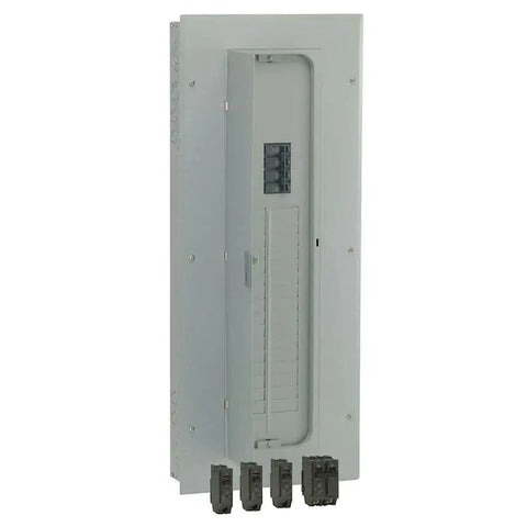 200A Main Breaker Load Center Indoor 120/240V Panel, 32 Spaces 64 Circuits with 3 THQL 20A & 1 THQL 30A Breakers, Copper Bus