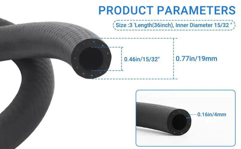 Power Brake Vacuum Hose For Passenger Cars And Light Trucks 3 Feet Long Inner Diameter 0.46875 Inch Outer Diameter 0.78 Inch, size details