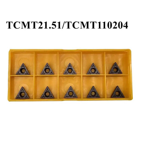 Rugged Carbide Turning Inserts 20 Pcs TCMT21.51 TCMT110204 in yellow box, PVD coated for steel lathe tool holders