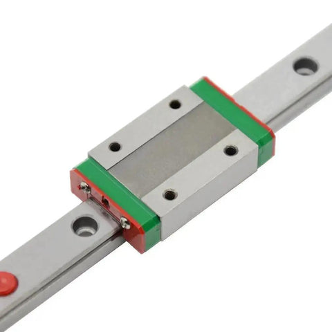 200mm MGN12 Linear Rail Guide with MGN12H Carriage Block, 2 red rubber stoppers, 8 fixing holes for 3D printers and CNC machines.