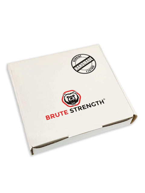Brute Strength packaging box with logos on white background.