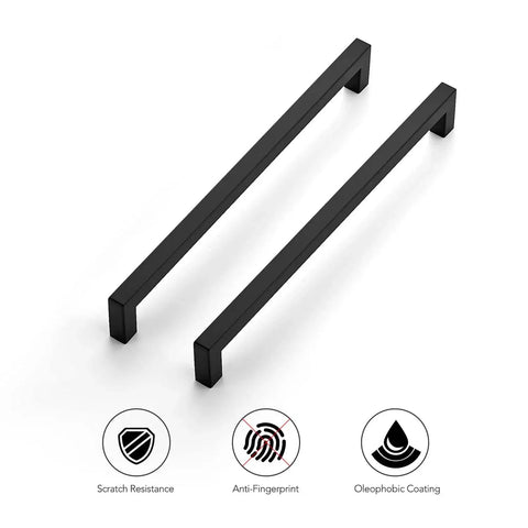 18 Pack 10 Inch Square Cabinet Handles Matte Black Pulls For Kitchen Cabinets And Drawers Center To Center 10 Inches Durable Metal