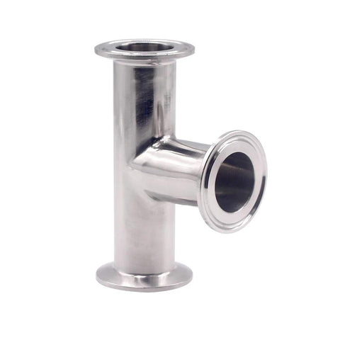 Stainless steel clamp tee, 304 grade tri-clamp fitting for 1.5 inch pipe, polished finish