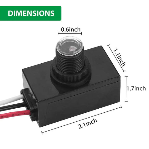 Dimensions of Outdoor Photocell Light Sensor For Dusk To Dawn Lighting No Fuss Auto On Off Hard Wired Post Light Controller