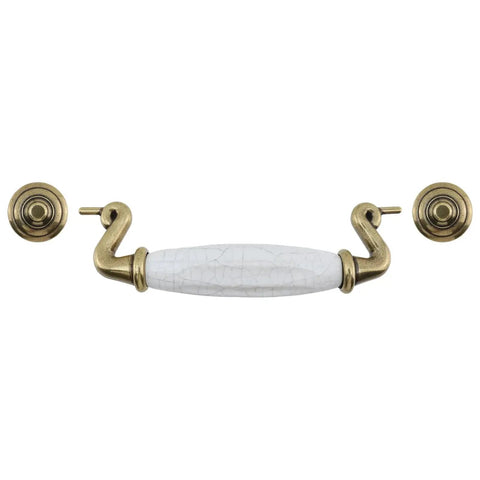 Four Pack Ceramic Drawer Pull Handles In Antique Crack Brown Four And A Half Inch Hole Distance One Hundred Fifteen Millimeter
