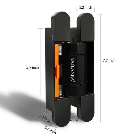 3 Pack Invisible Hydraulic Heavy Duty Hidden Door Hinges For 180 Degree Swing With Automatic Close Cushioning Mortise Mount Concealed Cross Hinge Load Bearing 100KG Black with dimensions.