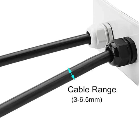 40 Pieces Premium Nylon PG7 Cable Glands Adjustable 3 To 6.5mm IP68 Weatherproof Gland Joints with Gaskets installed for outdoor wiring