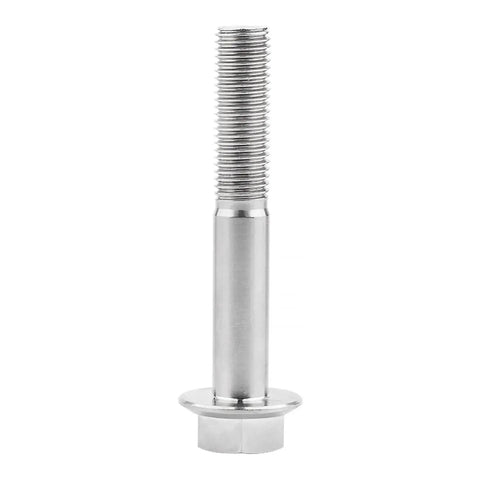 Front view of Titanium M10x65mm Flange Hex Bolt, 6Al4V Grade 5 Titanium Alloy, silver finish.