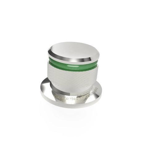 BISS overpressure relief valve for KF25 flange; stainless steel body, green seal, knurled cap and base