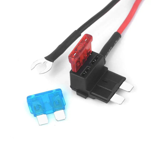 12V Blade Fuse Tap Adapter For Car Cigarette Lighter Socket With 3.3ft Cable And Fuse Holder 18AWG Wire Converts One Fuse Slot Into Two