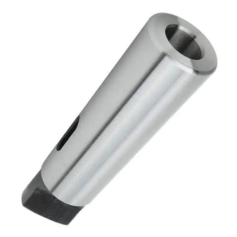 Side view of Morse taper drill sleeve adapter MT5 to MT3, high-speed steel, silver