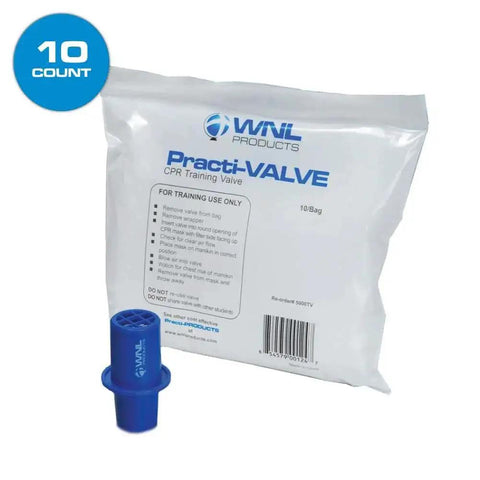 Package of 10 Practi-VALVE CPR training valves by WNL Products for AED Practice Trainer Bundle WL120ES10 Bundle Essentials Base.