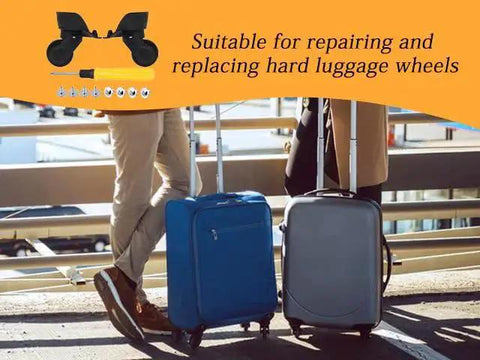 Black Luggage Wheel Replacement Set For Suitcases Left And Right Swivel Caster Wheels With 4 Hole Mounts And 360 Degree Rotation image