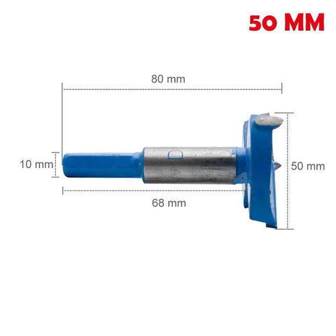 Hinge Boring Drill Bit For Woodworking, Forstner Style Hole Cutter, 50mm Diameter For Cabinet Hinges, Works On Wood Plastic Plywood, 10mm Shank, 78mm Total Length