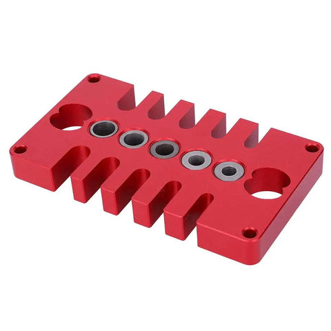 3-In-1 Dowel Jig Drill Guide Block for Woodworking, red aluminum alloy hole locator with precise dowel holes and plate alignment