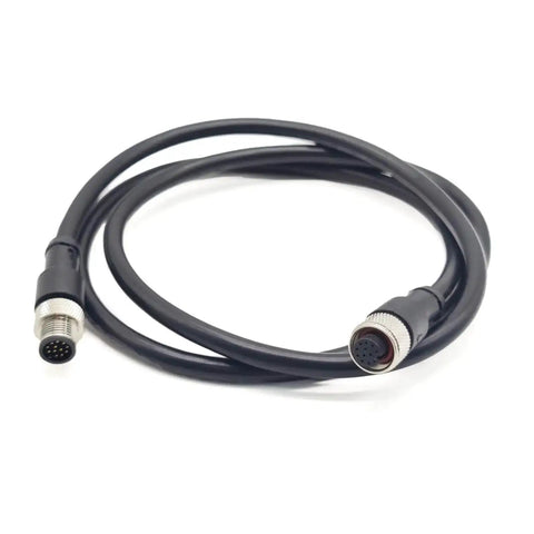 3.28ft M12 12 Pin Male To Female Connector Cable A Code Straight Profibus IP67 Waterproof Heavy Duty Industrial Fieldbus Cable PVC Jacket