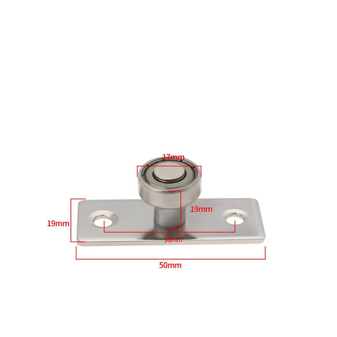 Sliding Door Roller Guide Kit With 17mm Ball Bearing Wheels, metal floor guide and pulley, top view with measurements