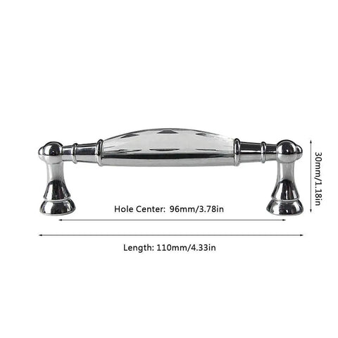 Two Pack 3.78 Inch Glass Dresser Drawer Handles With Clear Crystal Look Pull Knobs In Chrome Metal Finish, 96mm Center To Center