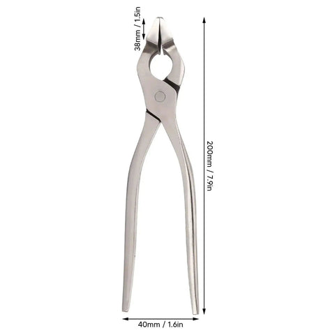 Leather Craft Flattening Pliers Stainless Steel Flat Pliers with dimensions for precise leather edge finishing.
