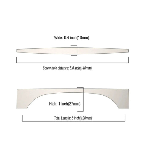 Dimensions of 10 Pack 5 Inch Brushed Satin Nickel Cabinet Handles For Kitchen Cabinets Cupboards And Drawers, shown in diagram