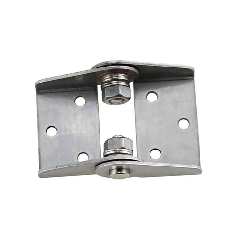 Front view of 304 stainless steel damping hinge with adjustable torque and two mounting plates.