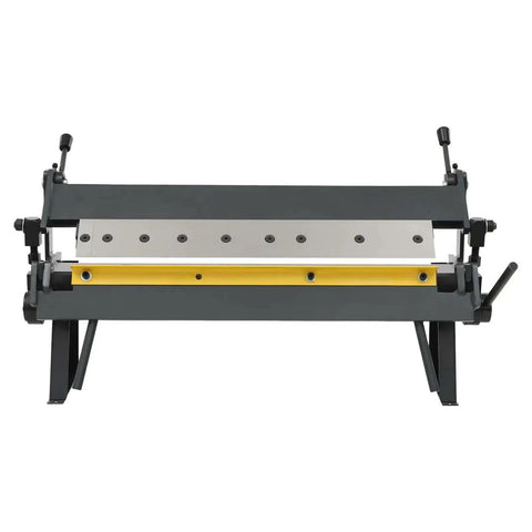Front view of 24 Inch Box And Pan Brake Workhorse Heavy Duty Pro Grade Sheet Metal Bender for carbon steel and aluminum, 0 to 135 degrees.