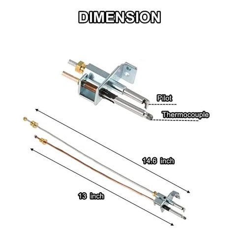 Water heater pilot assembly for Atwood 91603 RV heater with thermocouple kit; three tubing lines (copper and white) included