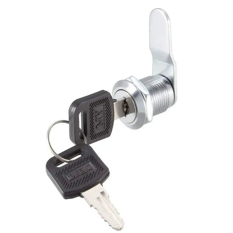 Cam Lock Three Quarter Inch Cylinder Length Cabinet Lock 2 Pack No 4 Cam Fits Up To One Half Inch Panel Thickness Zinc Alloy Chrome Plated