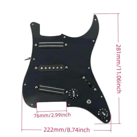 SSS Electric Guitar Loaded Pickguard Prewired Replacement 11 Hole Dark Black PVC 3 Ply Scratch Resistant Wear Resistant Panel