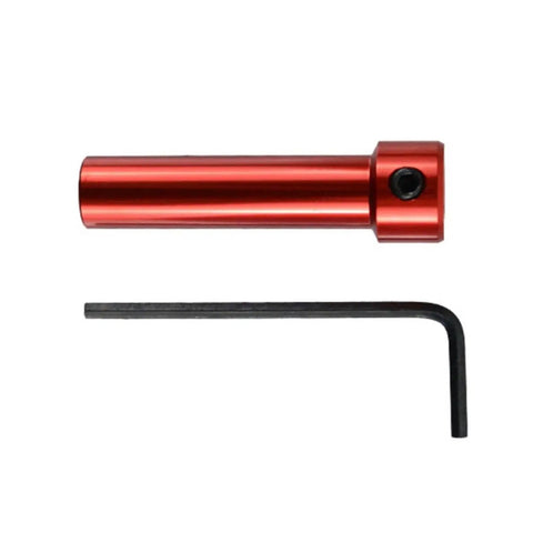 Red socket adapter sleeve and L-shaped Allen wrench, 2-piece set with black set screw