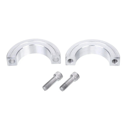 Double Split Clamp On Shaft Collar For 1-1/2 Inch Shaft, Two Piece Clamping Collar shown with set screws, aluminum alloy, side view