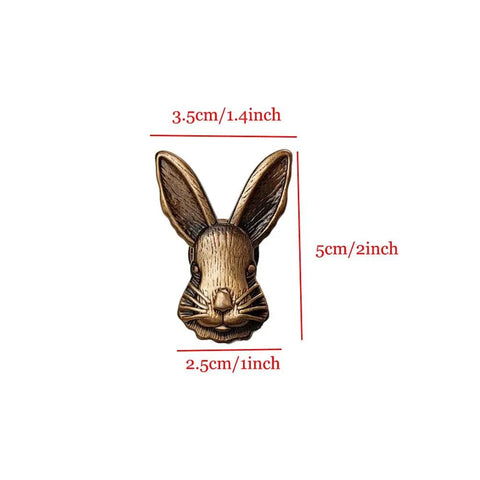 Cute 4 Pack Rabbit Drawer Knobs With 3D Bunny Head Design For Kids Rooms And Furniture Zinc Alloy Decorative Cabinet Pulls With Antique Finish Bolwhao, front view with measurements.