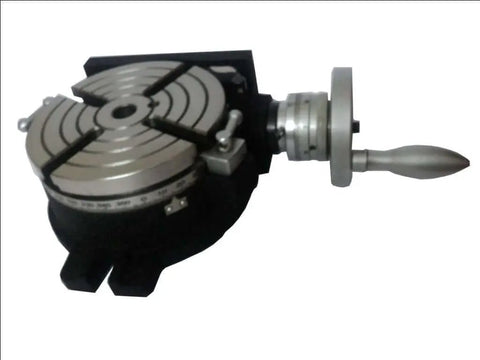 Pro Grade Workhorse Rotary Table with Steel Dividing Plates Set and Tailstock for manual milling, shown on side view.