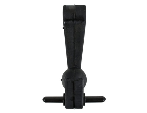 Front view of 6 Inch Heavy-Duty Rubber Hood Catch with Zinc-Plated Brackets and Pin T-Handle Rubber Latch for securing truck compartments.