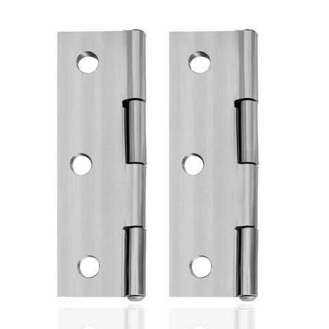 Door hinge pair, stainless steel, long 2.15 x 1.3 in, home furniture hardware, Amazon brand