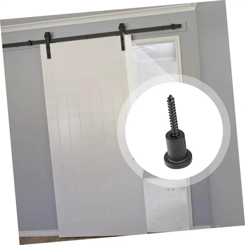 Sliding barn door with Barn Door Track Connector Accessories With Wall Spacers For Sliding Barn Doors DIY Upgrade Kit shown