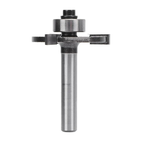T Shaped Router Bit With One Quarter Inch Shank, Three Teeth Ball Bearing Slotting Cutter For Wood And Plywood in front view