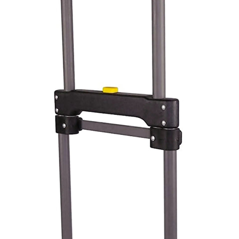 Close-up of Magna Cart Elite Folding Hand Truck 200 lb capacity handle and frame, showcasing durability and compact design.