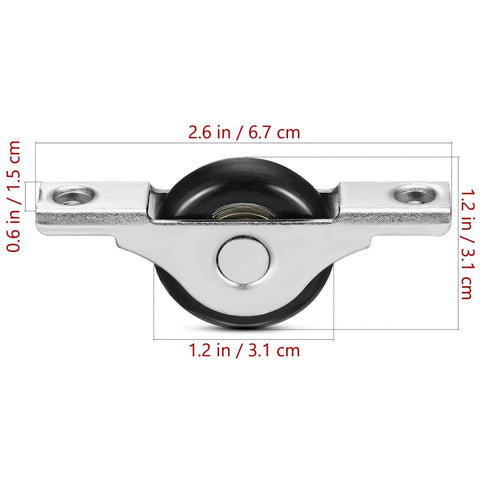 Sliding Door Wheel Pulley Replacement Set Of 4 For Cabinets And Wardrobes With Nylon Track Hardware front view with dimensions