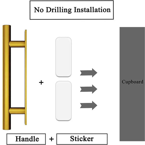Diagram of Self Stick Push Pull Cabinet Handles 8 Pack Hidden ABS Plastic Drawer Wardrobe Window Door Handles for easy installation