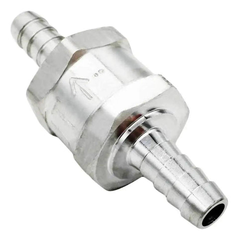 8mm ID Fuel Non Return One Way Check Valve For Gasoline Diesel Oil And Water Aluminum Alloy Auto Accessory Durable High Temperature Design Perfect For Fuel Lines Long Lasting Convenience 12 Month Warranty, close-up view.