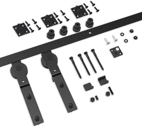Bi Folding Sliding Barn Door Hardware Kit For Double 16 Inch Bifold Doors, Heavy Duty Wall Mount Rollers, 34 Inch Track