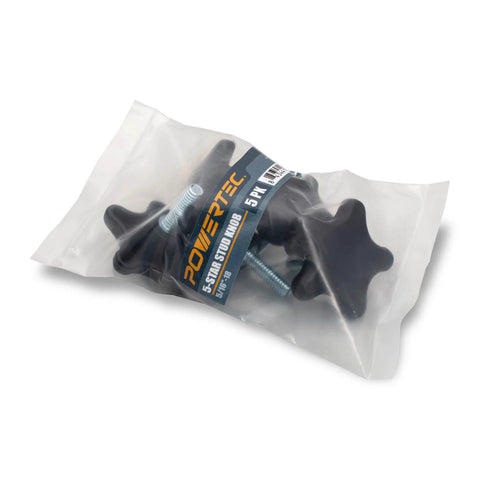 5 Pack 5/16-18 Inch Knobs With 1-Inch Threaded Studs - Grab-and-Go Thumb Screw Knob Set in a Plastic Bag