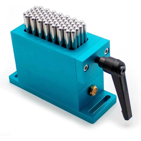 Pro Grade High Precision Flexible Claw Fixture Clamp For CNC And Laser Marking Machines In Blue With A 30 By 79 Millimeter Workholding Area SUS Stainless Steel Adaptive Gripper For Precise Positioning, front view