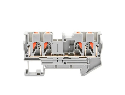 50 Pack PT 2.5 Quattro 4 Wire Terminal Block For DIN Rail With Spring Clamp Quick Safe Electrical Connection 0.5mm2 Compact Rail Type